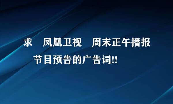 求 凤凰卫视 周末正午播报 节目预告的广告词!!