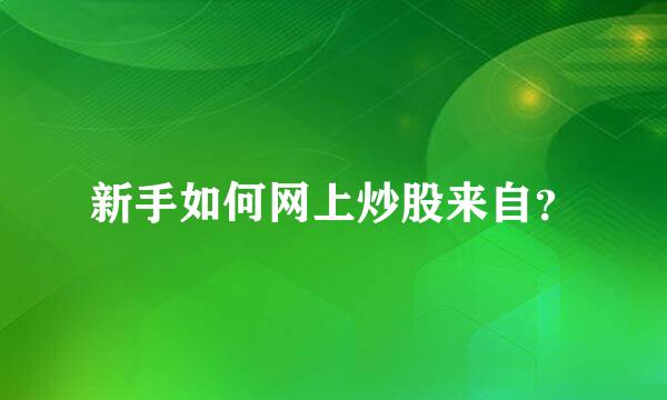 新手如何网上炒股来自？