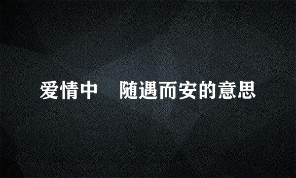 爱情中 随遇而安的意思