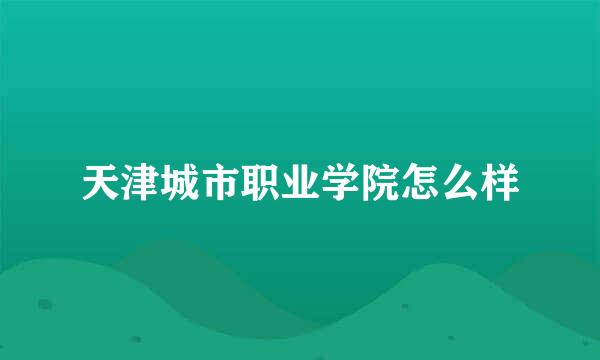 天津城市职业学院怎么样