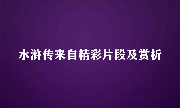 水浒传来自精彩片段及赏析