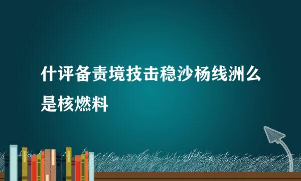 什评备责境技击稳沙杨线洲么是核燃料