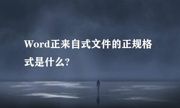 Word正来自式文件的正规格式是什么?