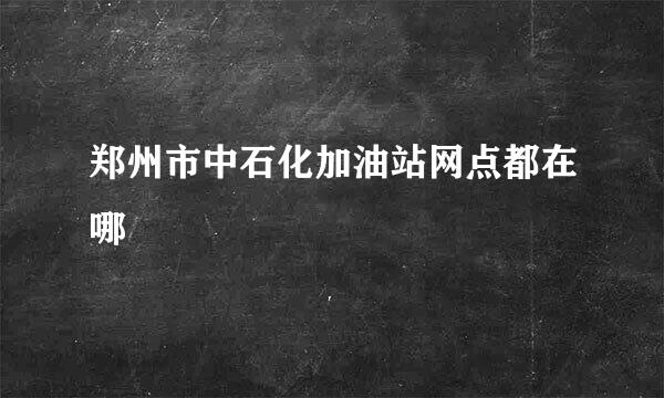 郑州市中石化加油站网点都在哪