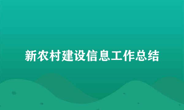 新农村建设信息工作总结