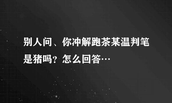 别人问、你冲解跑茶某温判笔是猪吗？怎么回答…