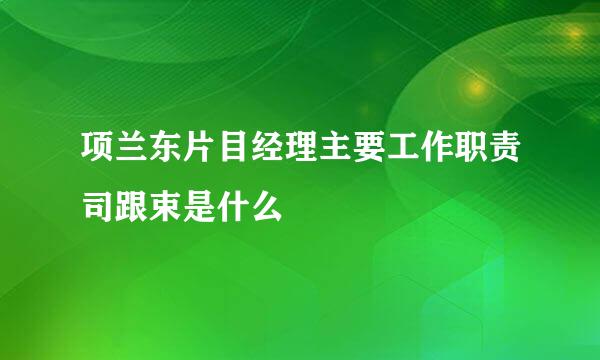 项兰东片目经理主要工作职责司跟束是什么