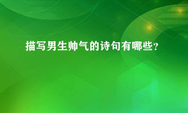 描写男生帅气的诗句有哪些？