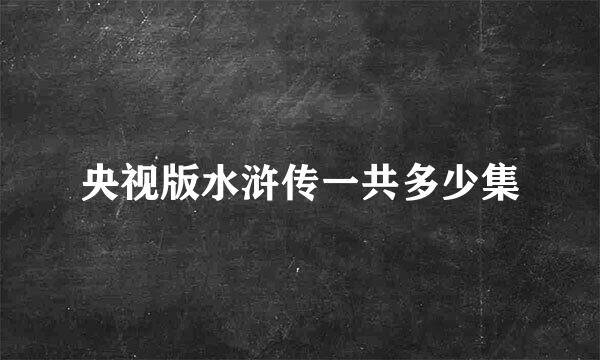 央视版水浒传一共多少集