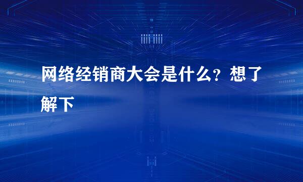 网络经销商大会是什么？想了解下