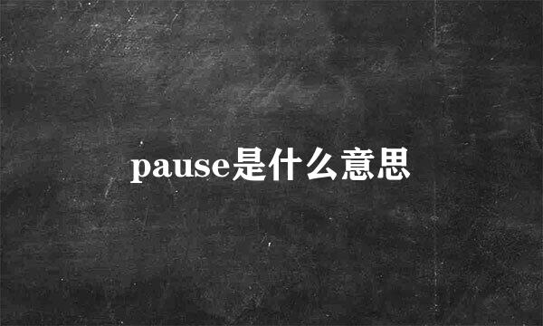 pause是什么意思