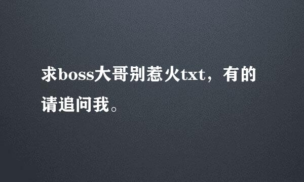 求boss大哥别惹火txt，有的请追问我。