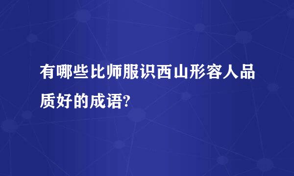 有哪些比师服识西山形容人品质好的成语?