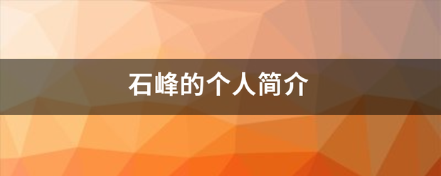 石峰的个人简介