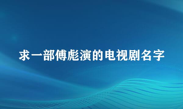 求一部傅彪演的电视剧名字