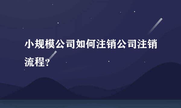 小规模公司如何注销公司注销流程？