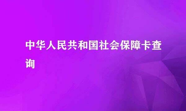 中华人民共和国社会保障卡查询