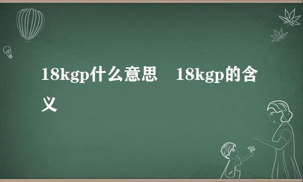 18kgp什么意思 18kgp的含义