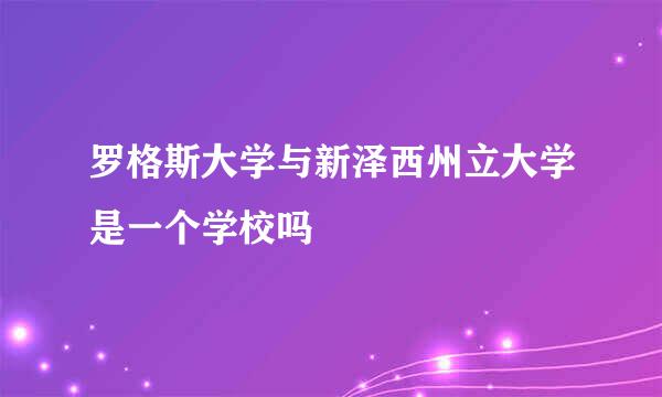 罗格斯大学与新泽西州立大学是一个学校吗