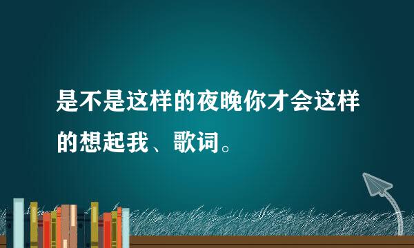 是不是这样的夜晚你才会这样的想起我、歌词。