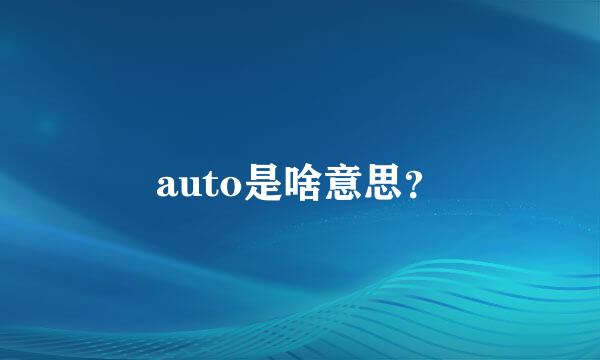 auto是啥意思？