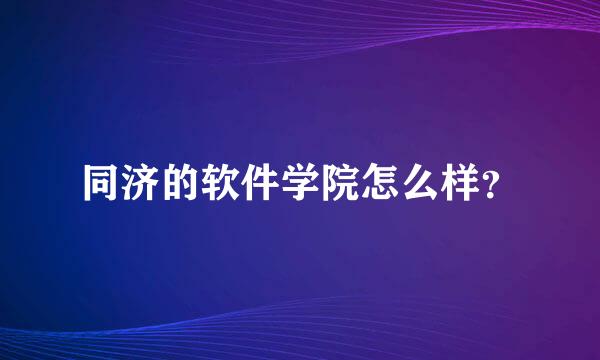 同济的软件学院怎么样？