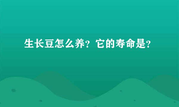 生长豆怎么养？它的寿命是？