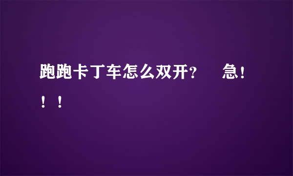 跑跑卡丁车怎么双开？ 急！！！