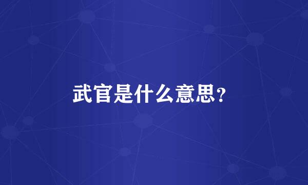 武官是什么意思？