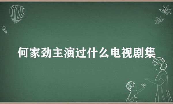 何家劲主演过什么电视剧集