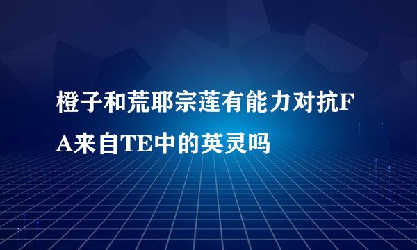 橙子和荒耶宗莲有能力对抗FA来自TE中的英灵吗