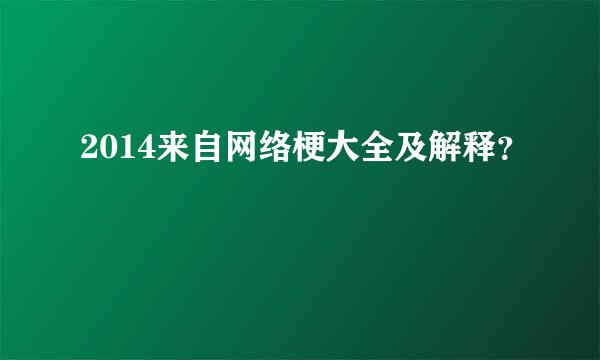 2014来自网络梗大全及解释？