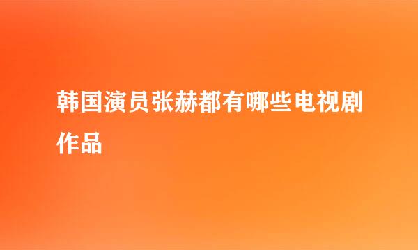 韩国演员张赫都有哪些电视剧作品