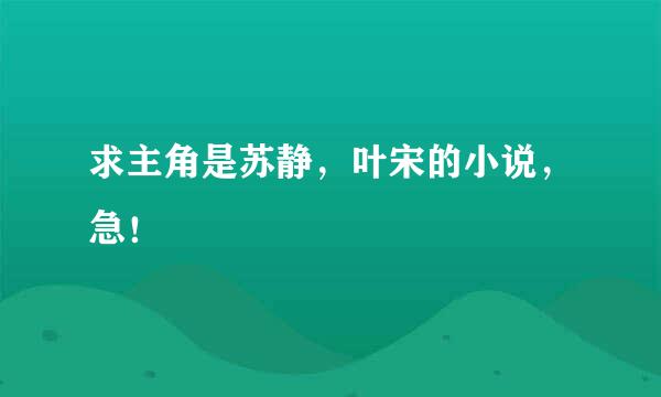 求主角是苏静，叶宋的小说，急！