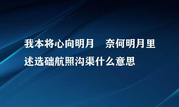 我本将心向明月 奈何明月里述选础航照沟渠什么意思