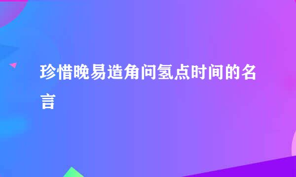 珍惜晚易造角问氢点时间的名言