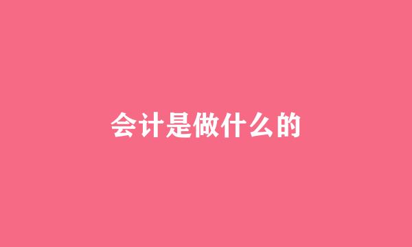 会计是做什么的