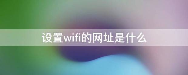 设置wifi的网址是什么