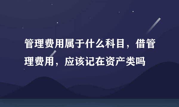 管理费用属于什么科目，借管理费用，应该记在资产类吗