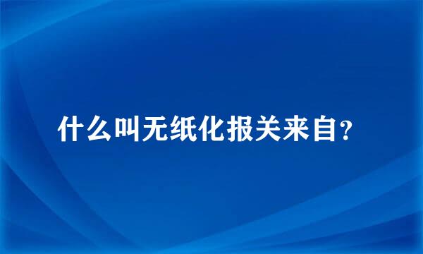 什么叫无纸化报关来自？