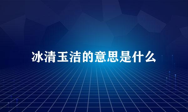 冰清玉洁的意思是什么