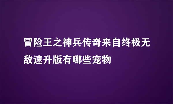 冒险王之神兵传奇来自终极无敌速升版有哪些宠物