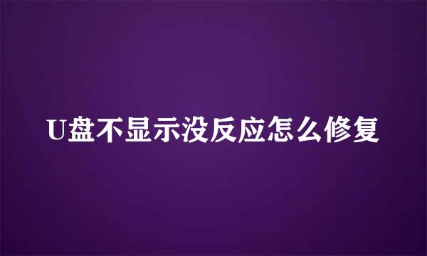 U盘不显示没反应怎么修复