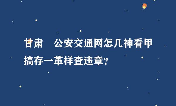 甘肃 公安交通网怎几神看甲搞存一革样查违章？