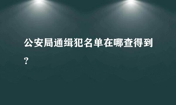 公安局通缉犯名单在哪查得到？