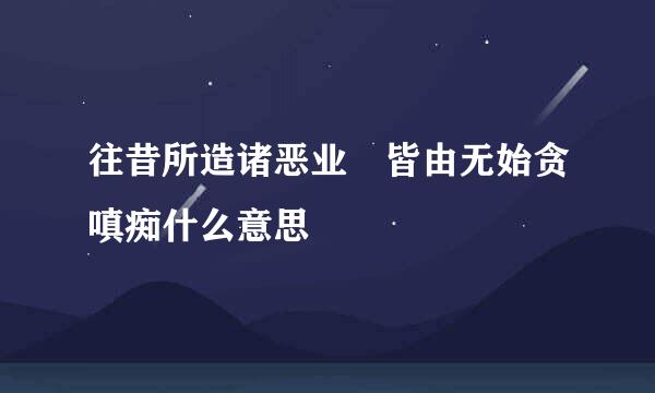 往昔所造诸恶业 皆由无始贪嗔痴什么意思