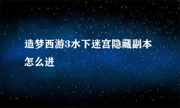 造梦西游3水下迷宫隐藏副本怎么进