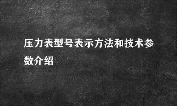 压力表型号表示方法和技术参数介绍