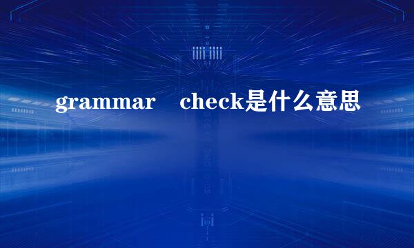 grammar check是什么意思