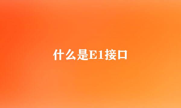 什么是E1接口